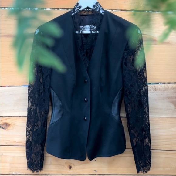 JOHN MURROUGH | Lace Nylon Leather Blazer Jacket M - Picture 2 of 8